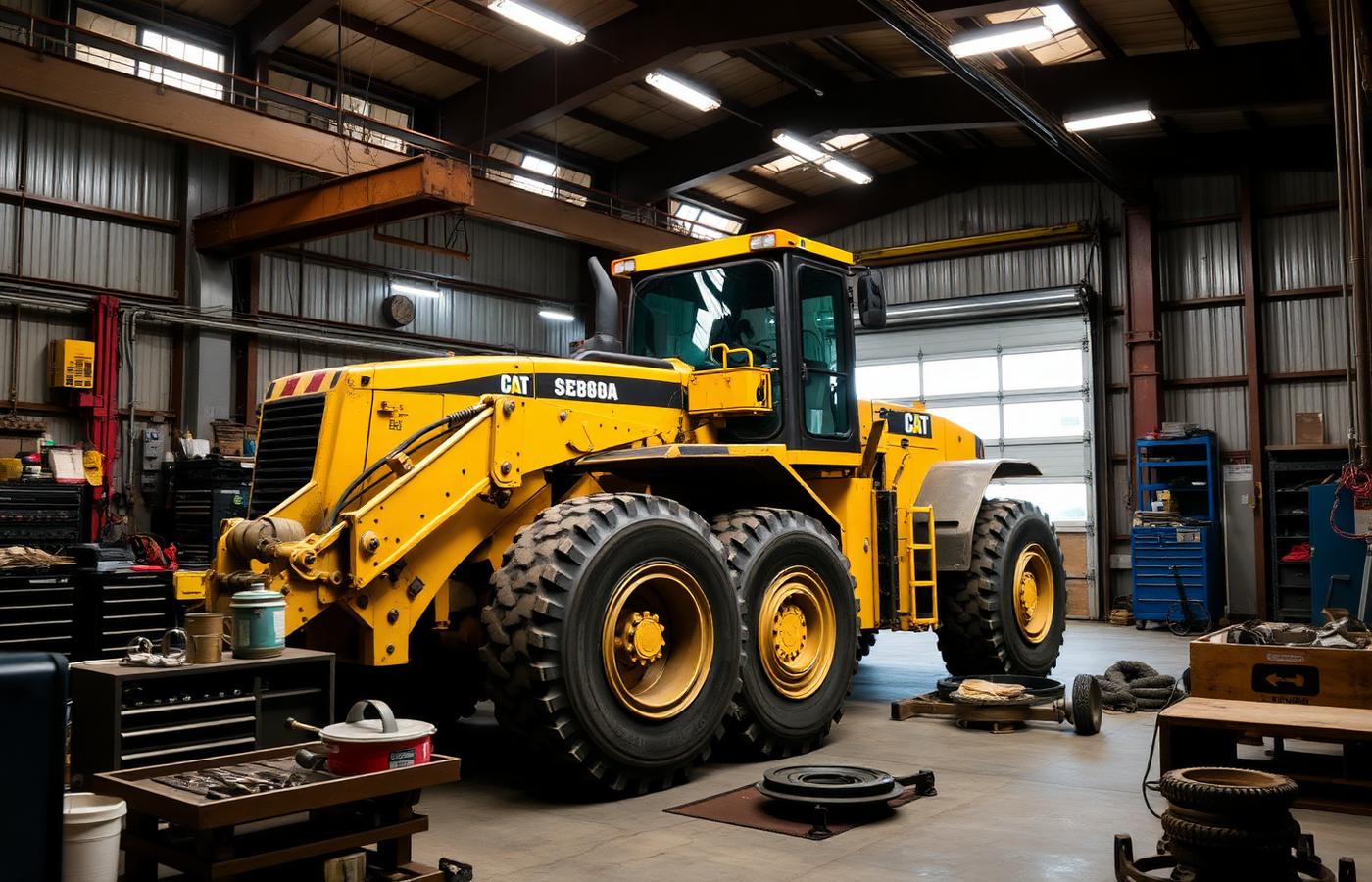 In-house workshop servicing heavy equipment